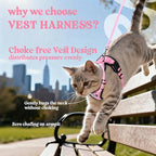 rabbitgoo Cat Harness and Leash for Walking, Escape Proof Soft Adjustable Vest Harnesses for Cats, Easy Control Breathable Reflective Strips Jacket, Pink, XXS