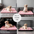 Dog Bed Mat, Reversible Dog Crate Pad - Washable Kennel Mat with Soft Support Foam, Flat Kennel Pad for Dogs & Cats, Double Pet Bed Perfect for Cage (Pink, 35" L x 23" W x 0.8" Th)