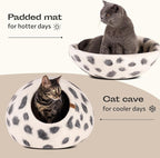 MEOWFIA Cat Cave – Premium Felt Cat Bed for Indoor Cats, Handmade Merino Wool (Snow Leopard, Large)