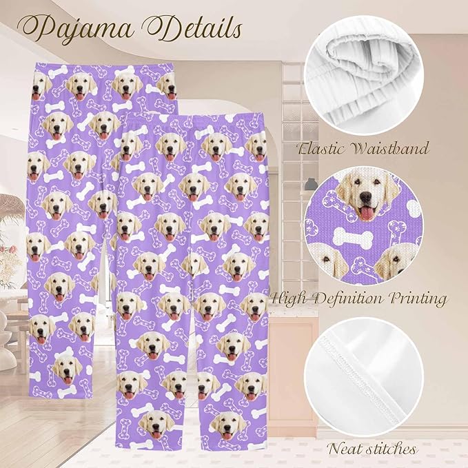 Custom Couple Pajama Pants Sock with Funny Face, Personalized PJ Anniversary Birthday Women Men Pants