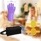 7PCS Dog Bath Brush | Pet Grooming Gloves | Storage Bag | Soothing Massage Rubber Comb with Adjustable Ring Handle | Pet Bathing for Dogs and Cats (Lavender Purple)