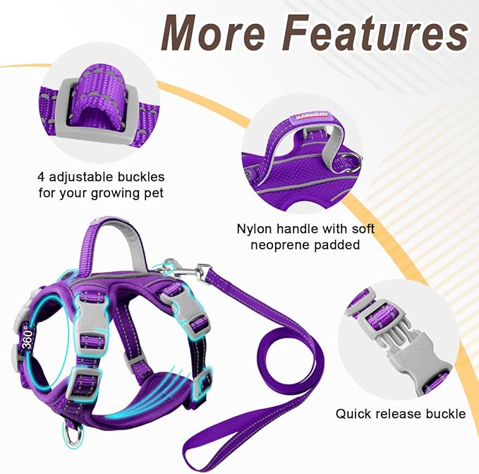 Cat Harness and Leash Set for Walking Escape Proof for Small Large cat Kitten Harness with ID tag Pocket (Purple,XXS)