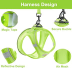 Hipubby Dog Harness and Leash Set, No Pull Soft Mesh Puppy Harness for Small Medium Dogs, Cats - Step in Reflective Breathable Lightweight Vest Harness for Walking, Training - Bright Green, S