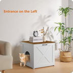 Dwanton Cat Litter Box Furniture Hidden, Cat Litter Box Enclosure, Reversible Entrance Can Be on Left or Right Side, Indoor Cabinet, Wooden Washroom, End Table, White and Warm Brown, 23.6" L