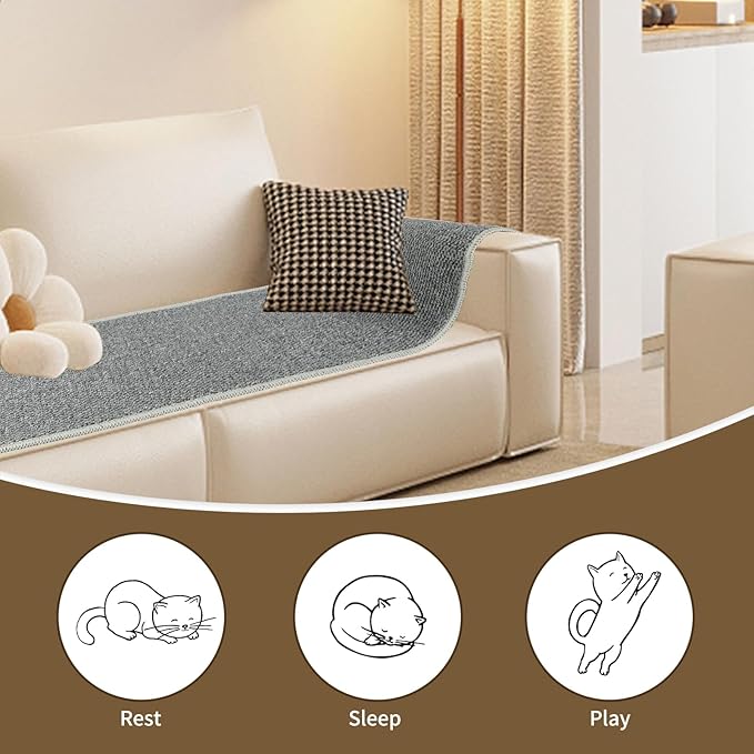 FHTONGE 71x15.8 Thickened Cat Wall Climbing Carpet with 16 Fixed Nails, Extra Large Tall Cat Scratch Pad for Wall, Wall Mounted Climbing Cat Scratcher for Furniture Couch Sofa Protector(Grey)
