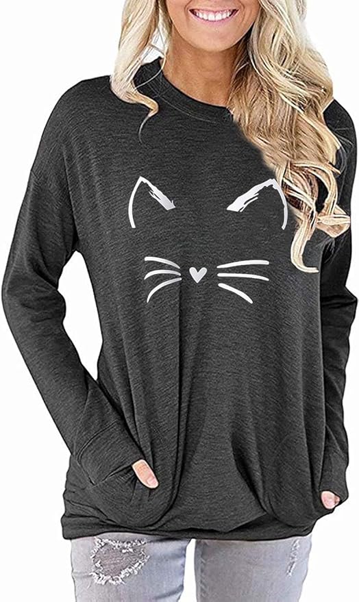 Akihoo Womens Casual Long Sleeve Tunic Tops Crew Neck Shirt Blouses