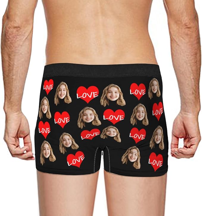 Personalized Underwear for Men with Face Custom Face Boxers Customized Boxer Briefs Funny Gifts for Him Husband Boyfriend