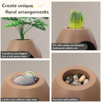 Eggloa6 Hidden Cat Litter Box with Artificial Plants - Egg-Shaped Enclosure Includes Scoop, Discreet Furniture for Home Decor, DIY Assembly Cat Litter Box Cabinet for Living Room (Coffee)