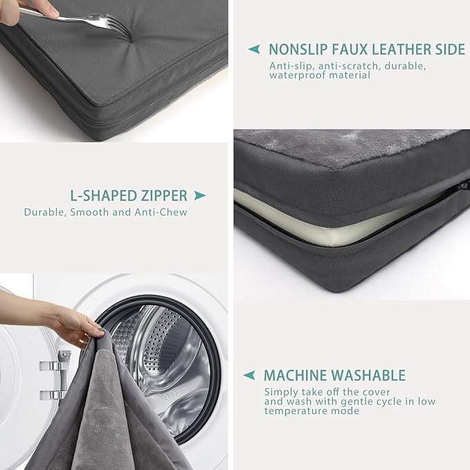 Extra Large Dog Bed Waterproof, XL Pet Beds Washable 44 inch, Orthopedic Foam Sleeping Pad with Removable Cover Reversible Anti-Slip 44"x32", Grey