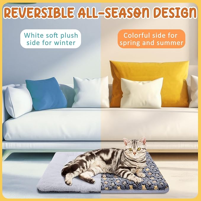 VitalCozy 2 Pack Self Warming Cat Mat Self Heating Pad Bed Reversible Machine Washable Reflects Body Heat Warm Thermal Pet Pad Crate Blanket for Feral and Indoor Cat (Dark Grey,21" X 14",Star)