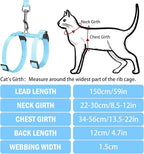 PUPTECK Adjustable Cat Harness and Leash Set Escape Proof Kitten Strap Collar for Walking Travel, Sky Blue, M