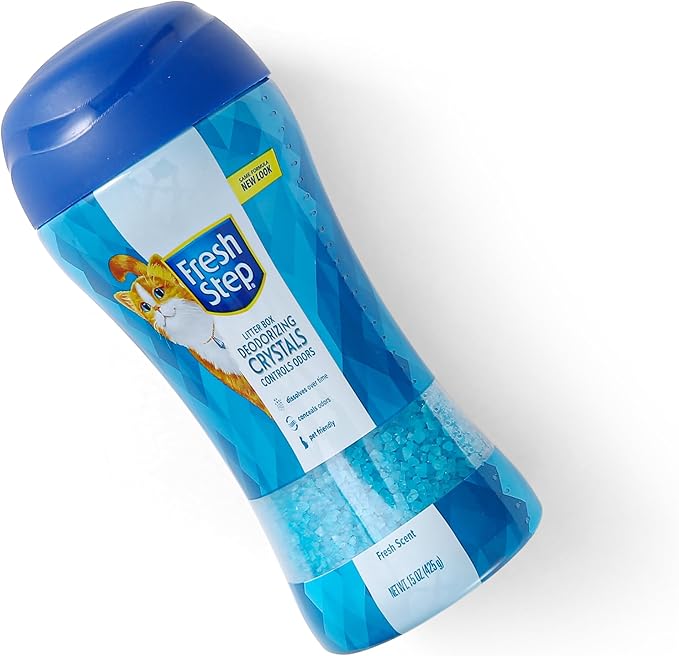 Fresh Step Cat Litter Crystals Deodorizer, Non Toxic Odor Neutralizing Crystals for Litter Boxes that Help Control Smells and Keep Home Areas Fresh, Fresh Scent, 15 Ounce - 3 Pack