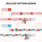 Unique Style Paws Kitten Collar,Cute Cat Collar with Bell,Kitten Collar Breakaway Buckle with Strawberry,Pumpkin Pattern,Adjustable Halloween Cat Collar,Ideal Gift for Boy Girl Cats
