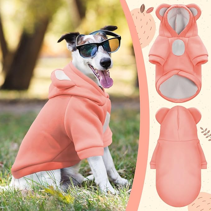 Small Dog Hoodie Soft Warm Fleece Fall Winter Dog Clothes Cute Puppy Sweaters Cat Coat Funny Blank Pullover Doggy Hooded Sweatshirts for Small Dogs Chihuahua Costumes Kitten Outfits(Pink,M)