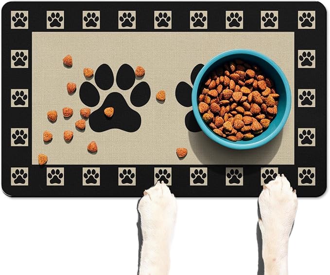 Absorbent Pet Dog Bowl Mat for Food and Water, Pet Cat Food Feeding Mat with Non Slip Rubber Backing, Dog Food Mats for Floors Waterproof, 17"x30"