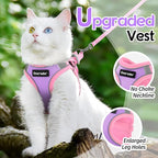 Dooradar Cat Harness and Leash Set, Escape Proof Lightweight Kitten Harness, Soft Breathable Reflective Vest for Outdoor Walking Traveling, Adjustable for Small Cats, Purple & Pink, S