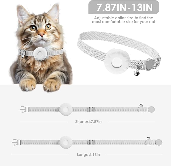 Cat GPS Tracker for Cats, Waterproof Pet GPS Tracker, Compatible with Apple Find My App (Only iOS), No Monthly Fee, White