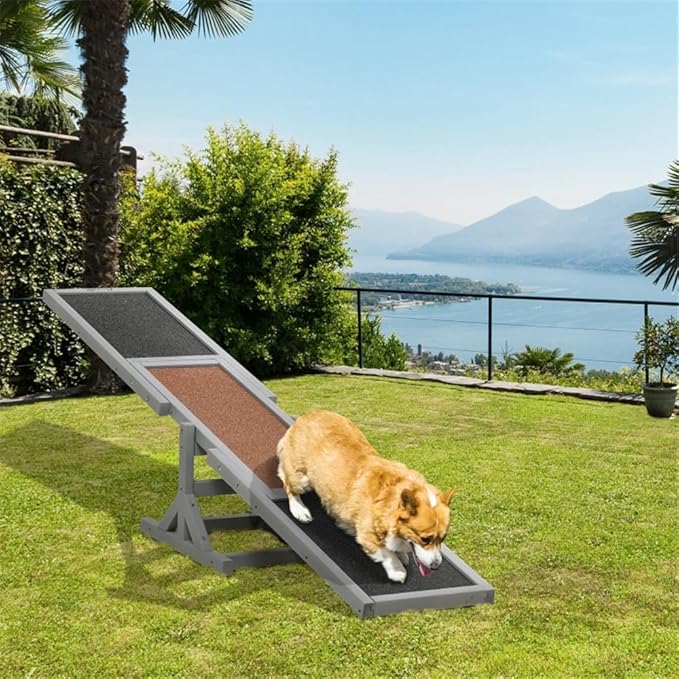 Dog Agility Seesaw with High Traction Anti-Slip Sand Grain Asphalt Felt Surface,Fir Wooden Canine Agility Training,Competition Seesaw for Pets Under 110 lbs,70.75" Lx11.75”Wx11.75 H