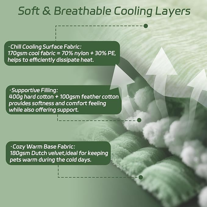 Cooling Mat for Dogs, Ice Green 48" X 28" Self-Coolings Foldable Dog Cooling Mat Pet Blanket, Breathable, Washable Cooling Dog Pad for Dogs & Cats, Summer Relief Travel Indoor Washable-B Size