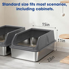 2 Pack Stainless Steel Litter Box with Lid, XL Metal Cat Litter Boxes High Sided Enclosed for Big Cat and Multiple Cats, Anti-Urine Leakage | Non-Stick Bottom & Includes Scoop