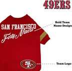 NFL San Francisco 49ers Dog & Cat T-Shirt - Small, Football Team Fan PET TEE Shirt - New Stripe Design, Durable & Cute