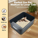 Large Cat Litter Box with High Sides,Cat Boxes for Indoor Cats,Cat Litter Pan for Kitty,Litter Box with Low Entry,Easy to Clean,Anti-Splashing (Brighter White)