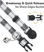 Joytale Upgraded Cat Collar with Bells, Breakaway Cat Collars with Bow Tie, 1 Pack Girl Boy Safety Plaid Kitten Collars, Black