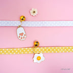 2 Pack Star Cotton Breakaway Cat Collars with Bell Egg Cat Paw Pendant Kitty Kitten Collars Yellow Purple Collar for Female Girl Cats Male Boy Cats