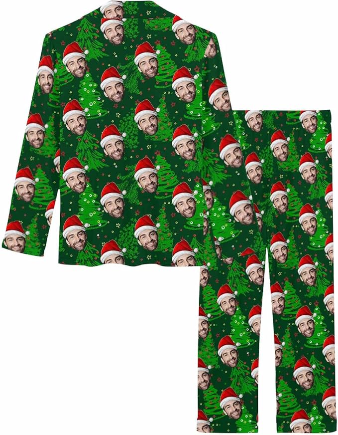 MyPupSocks Custom Face Pajamas for Women Set, Personalized Photo Long Sleepwear XS-XXL