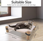 Pozico Cat Hammock Bed – Wooden Elevated Cat/Dog Bed with Fluffy Winter Fabric – Raised Pet Cot Furniture for Small Dogs, Cats & Small Animals – Warm Plush Indoor Lounger – Portable & Washable – Pink