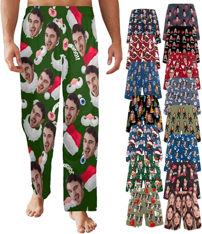 Custom Pajama Pants for Men, Personalized PJ Pants with Photos, Custom Mens Pajama Shorts, Gifts for Dad Husband
