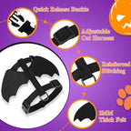 Cat Harness and Leash, Cat Halloween Costumes with Bat Wings Escape Proof Soft Adjustable Vest, Easy Control Breathable Halloween Costumes Harness for Small Dogs Cats Rabbits (M)