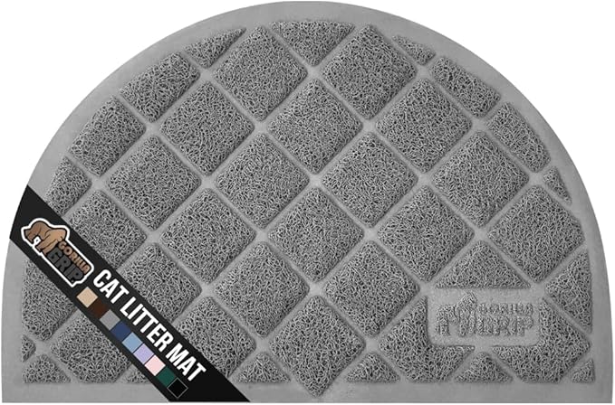 GORILLA GRIP Cat Litter Box Mat, Water Resistant, US Designed Kitty Litter Trapping Mats, Easy to Clean, Scatter Control, Less Mess and Clean Floors, Kitten Supplies for Indoor Cats, 30x20 Grey