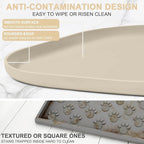 Small Silicone Pet Food Mat with Raised Edge for Food and Water Bowl, Square Dog Feeding Mats, Cat Food Trays for Floor Waterproof, Rubber Tray for Dogs and Cats, 12 x 12 x 0.7 Beige