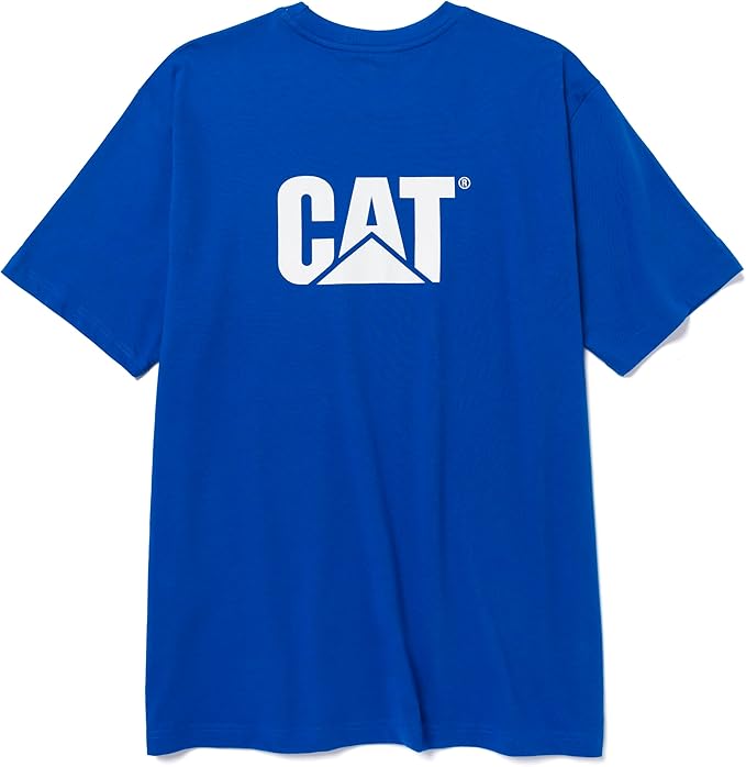 CAT Men's Trademark T-Shirts with Shape-Retention Rib Trim Spandex, Tagless Neck, and Cat Logo on Left Chest