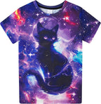 Funnycokid Girls Shirts Cat T Shirt Size 5-12 Clothes for Kids