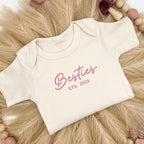 COUPLEHOODIES Personalized Baby Onesie Bodysuit – Custom Embroidery Gift for Pregnancy Reveal Baby Shower or First Grandchild
