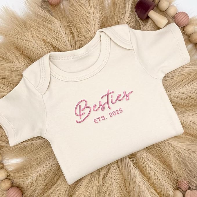 COUPLEHOODIES Personalized Baby Onesie Bodysuit – Custom Embroidery Gift for Pregnancy Reveal Baby Shower or First Grandchild