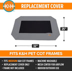 K&H Pet Products Dog Cot Replacement Cover, Designed to fit K&H Medium Pet Cots (Sold Separately), Indoor Outdoor, Breathable Cooling Mesh Center, Machine Washable - Medium 32 X 25in Gray