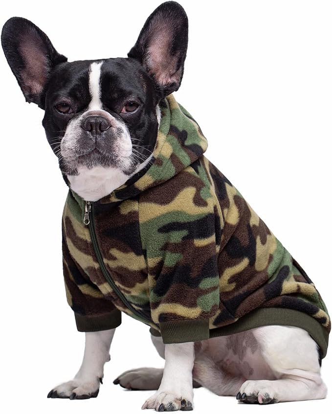 Camo French Bulldog Clothes Dog Hoodie Sweatshirts with Pockets for Small Dogs Puppy Chihuahua Coat Clothing Pet Cat Hoodie Fleece Dog Sweaters Costume
