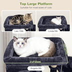 Globlazer Large Cat Tree, 80 inch Multi-Level Tall Climbing Tower Kitty Condos Cat Scratching Tower for Indoor Multiple Large Adult Cats Kittens with 3 Cat Caves, 3 Hanging Baskets, F80F, Dark Grey
