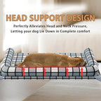Elevated Pillow Bolster Dog Bed - Raised Dog Beds with Bolster Portable Lifted Washable Pet Cot Bed with Stainless Steel Frame Dogs Hammock Bed for Indoor & Outdoor (Bolster L)