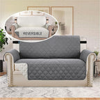 H.VERSAILTEX Loveseat Couch Cover Reversible Couch Covers for 2 Cushion Couch Water Resistant Furniture Protector Cover with Elastic Strap for Pets Kids(Loveseat, Grey/Beige)