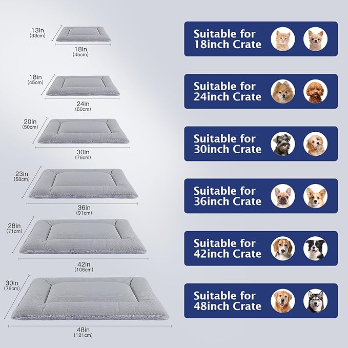 Dog Bed Mat, Crate Pad Reversible,Soft Kennel Pad, Washable Dog Crate Mat (Cool and Warm),Pet Sleeping Mattress for Small Medium Dogs XB009 (36''x23'',Grey)