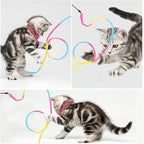 Cat Wand Rainbow Toy, 3pcs Rainbow Ribbon Cat Wand for Kittens Training Rainbow Ribbon Cat Interactive Catcher Wand Stick Toy for Kitten Cat Indoor Exerciser Playing(30cm)