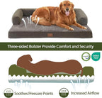 Orthopedic Dog Beds for Extra Large Dogs, Waterproof Egg Crate Foam XL Dog Bed with Sides 45x35Inch, Big Dogs Couch Beds with Removable Washable Cover and Nonskid Bottom, Dark Green