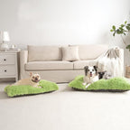 EHEYCIGA Fluffy Dog Crate Bed for Small Dogs, Plush Faux Fur Crate Pad, Calming Anti Anxiety Small Dog Bed, Washable Soft Warm Mat with Non-Slip Bottom, Green