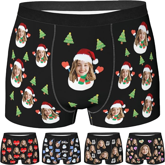 Personalized Underwear for Men with Face Custom Face Boxers Customized Boxer Briefs Funny Gifts for Him Husband Boyfriend