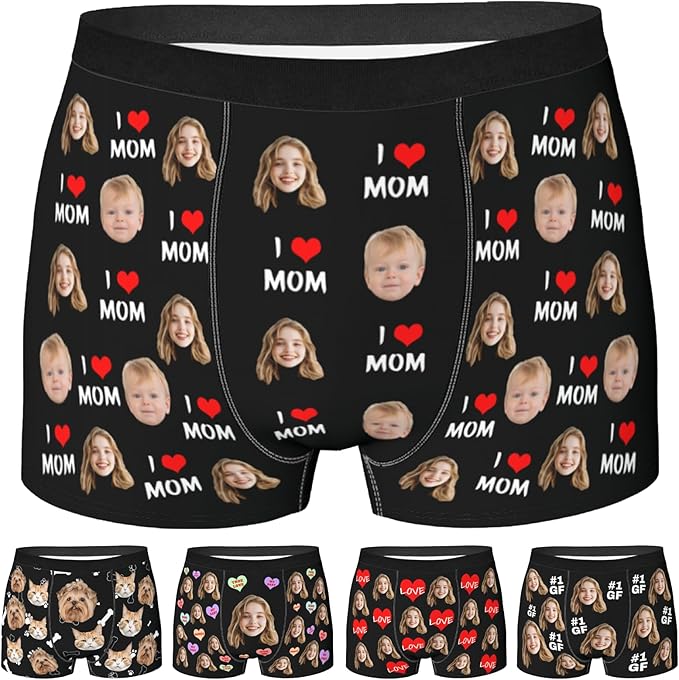 Personalized Underwear for Men with Face Custom Face Boxers Customized Boxer Briefs Funny Gifts for Him Husband Boyfriend