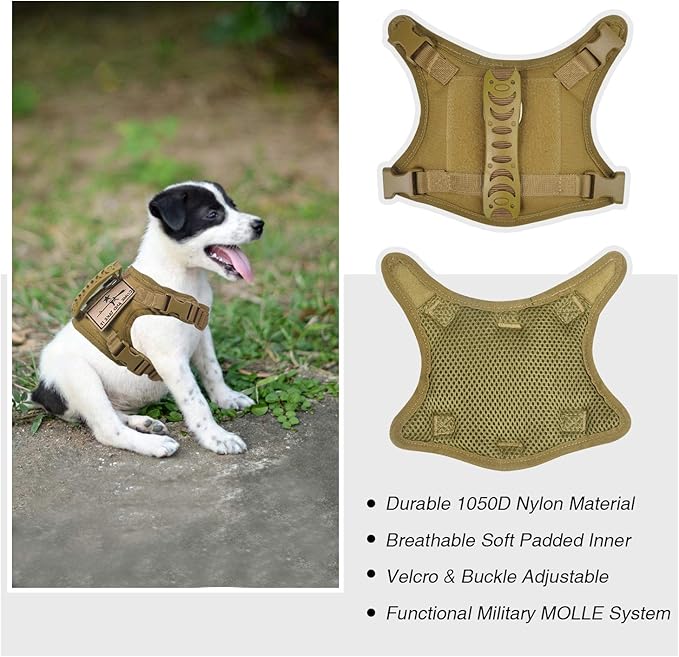 Tactical Dog Training Harness Outdoor Working Vest Adjustable XSmall Military MOLLE Dog Vest Harness with Rubber Handle